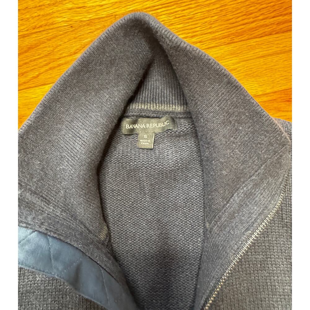 Banana Republic Double Zip Cotton Sweater Navy Men's Small - Picture 2 of 12